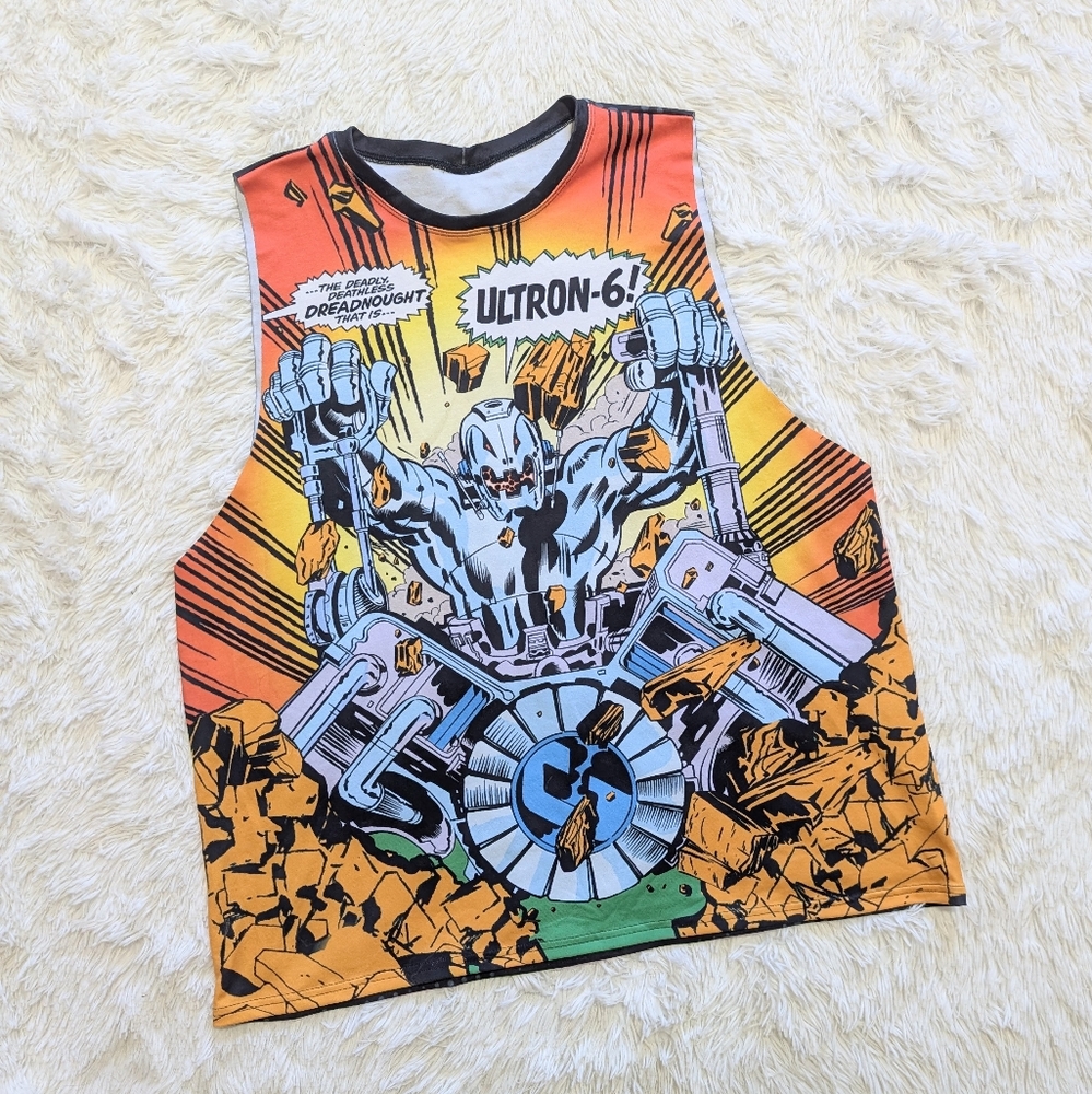 Blackmilk Marvel Avengers Ultron Comic Book Muscle Tee Gym Tank Size XL